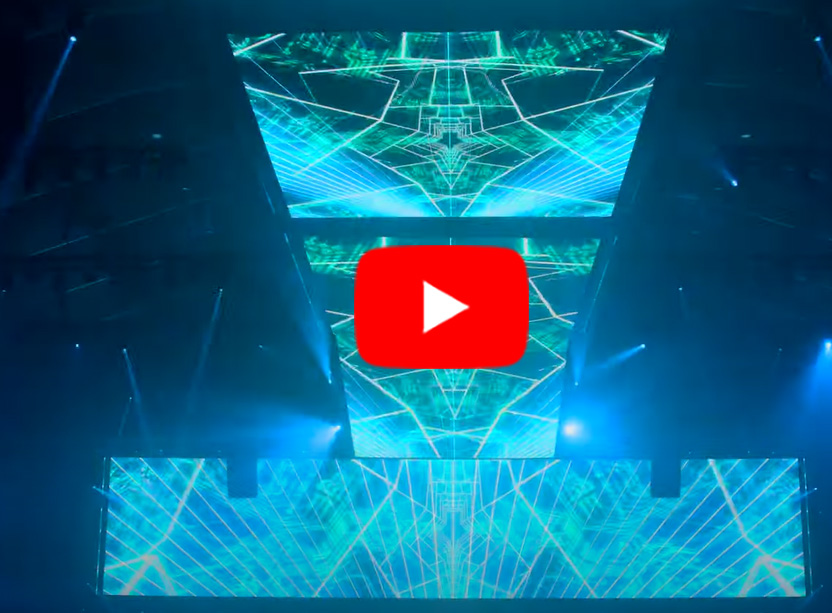 Image of blue lasers lighting up stage at MDL BEAST Soundstorm Festival in Saudi Arabia.